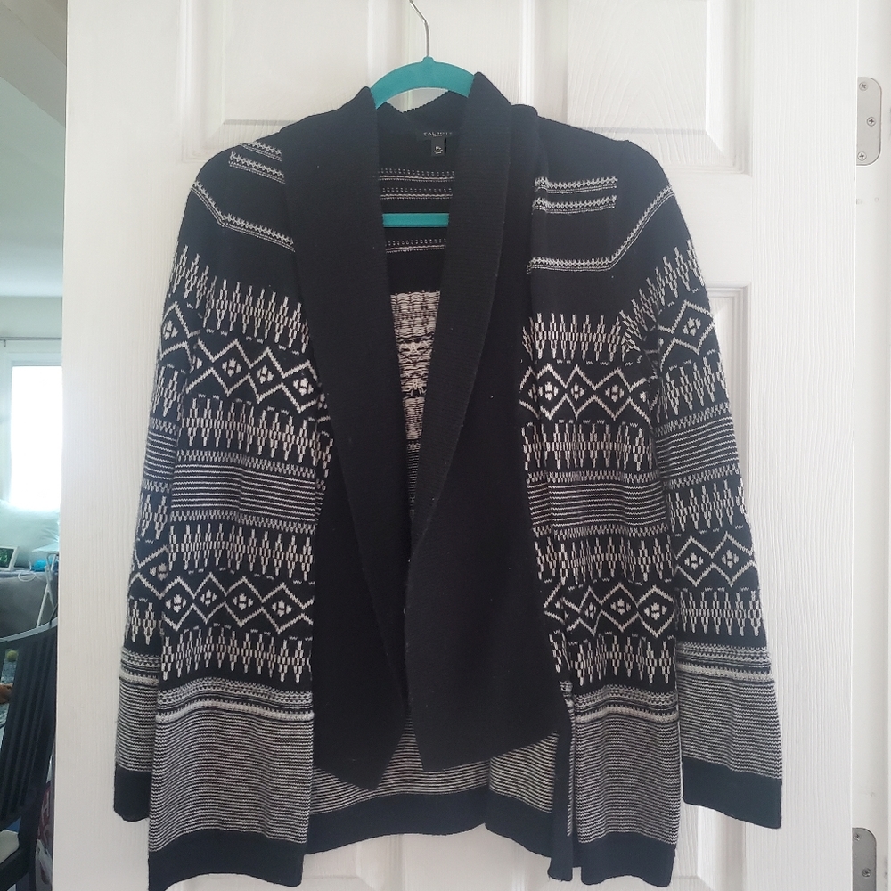 Talbots Petite M Black Print Cardigan